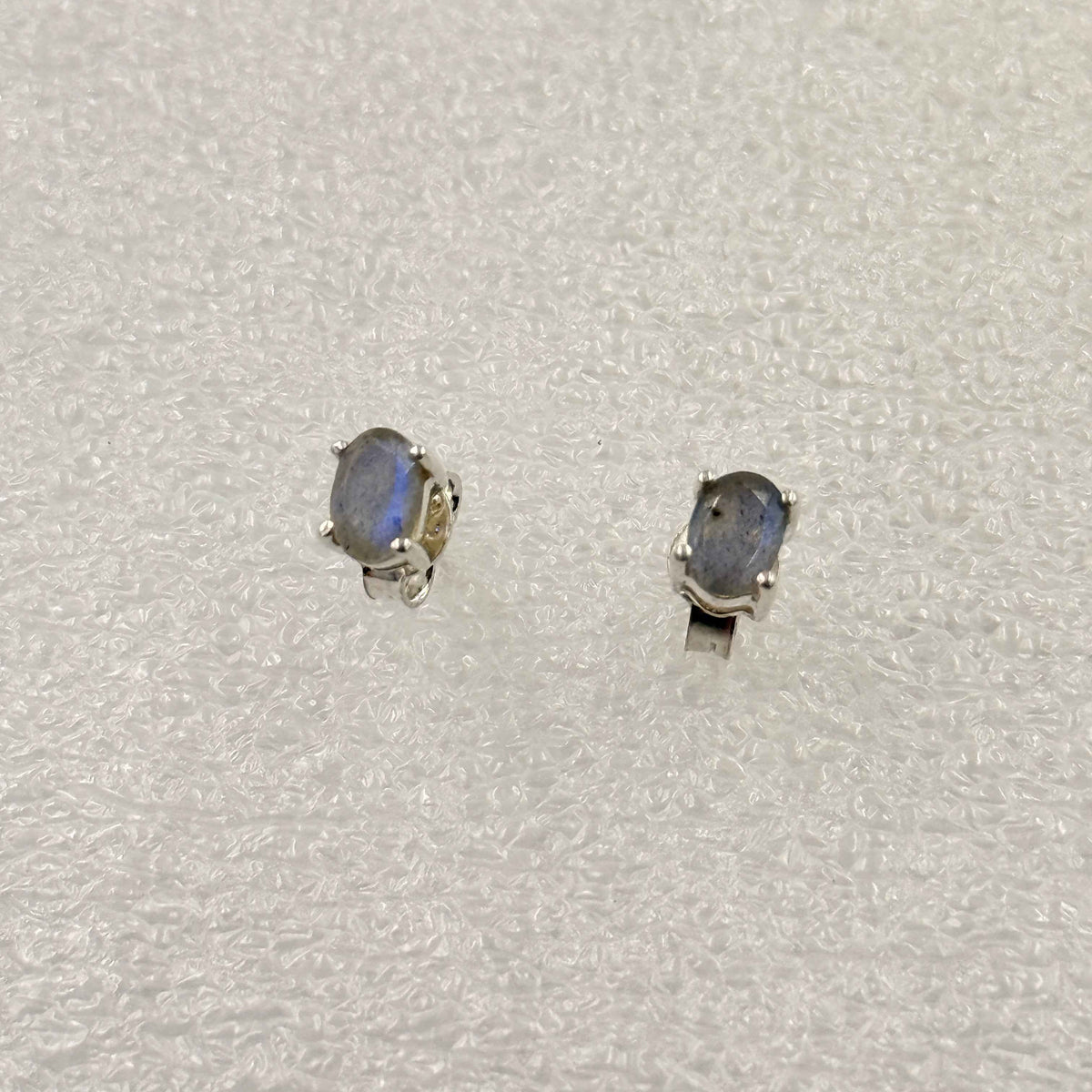 Sterling Silver Oval Labradorite Post Earrings Size 2