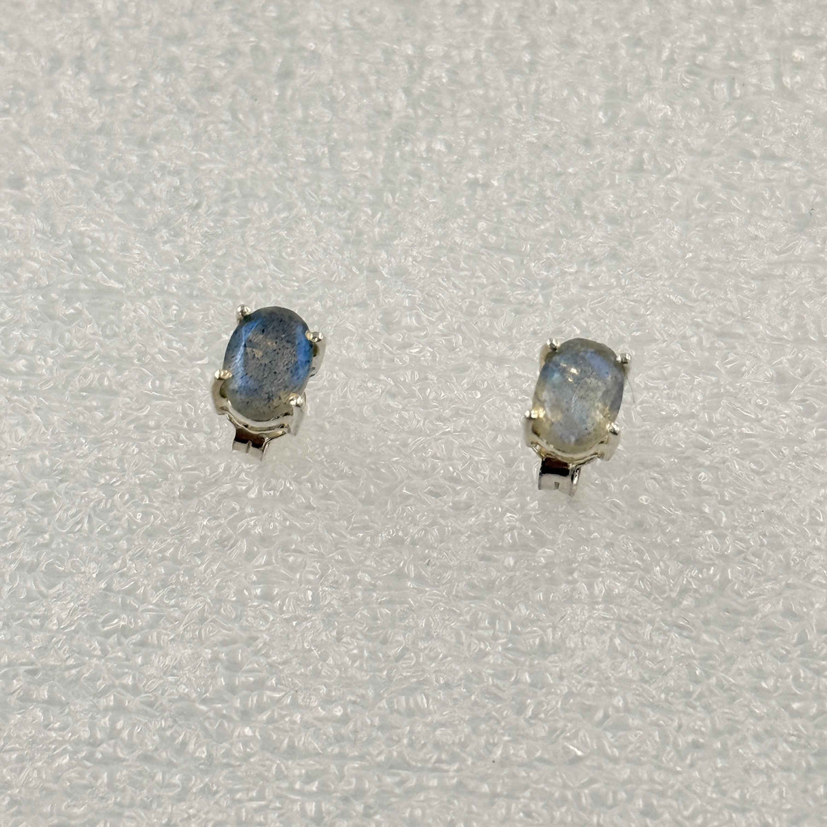 Sterling Silver Oval Labradorite Post Earrings Size 3
