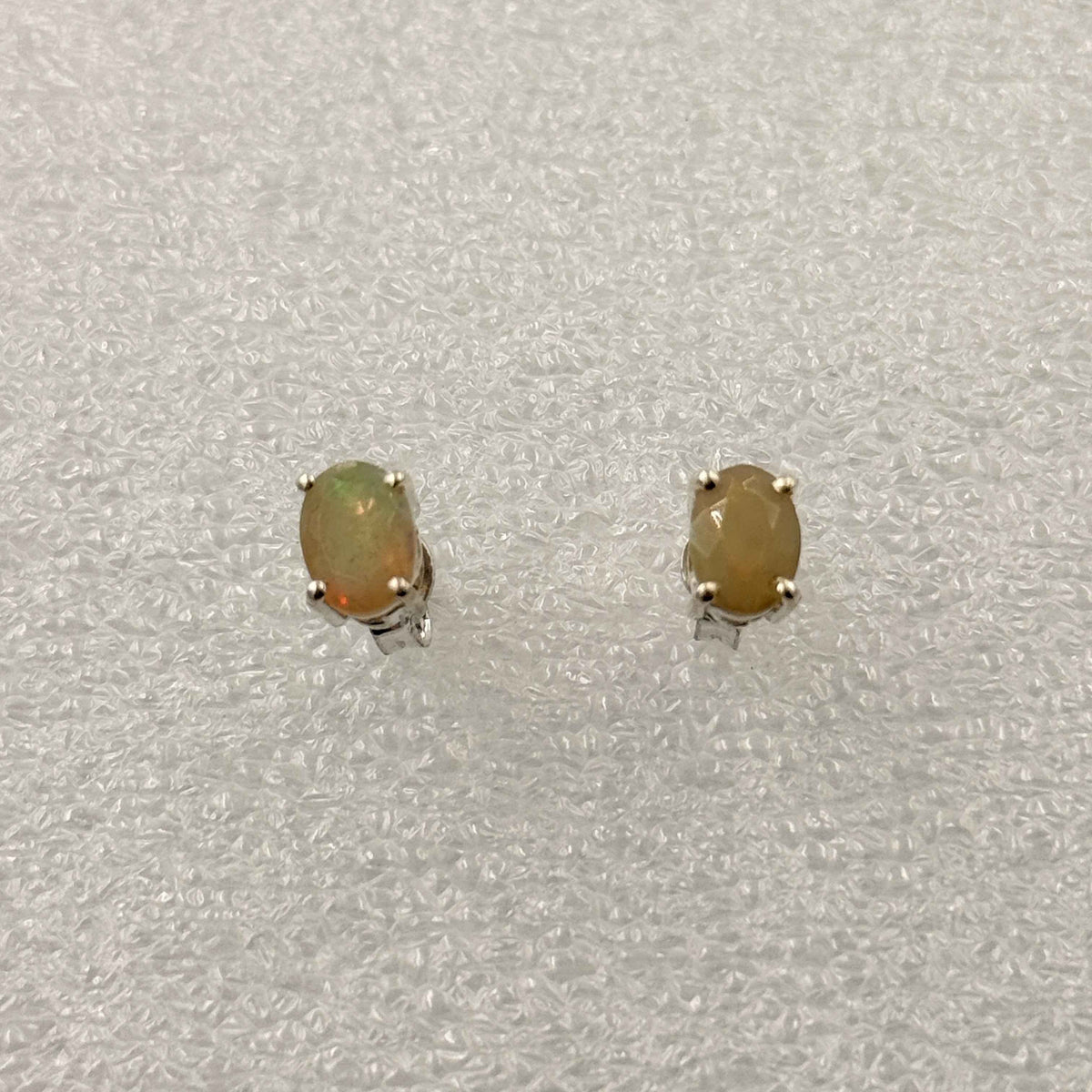 Sterling Silver Oval Ethiopian Opal Post Earrings Size 2