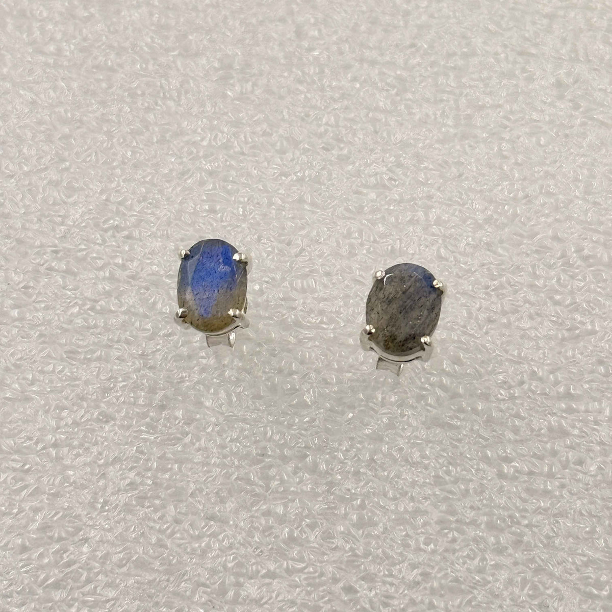 Sterling Silver Oval Labradorite Post Earrings Size 4