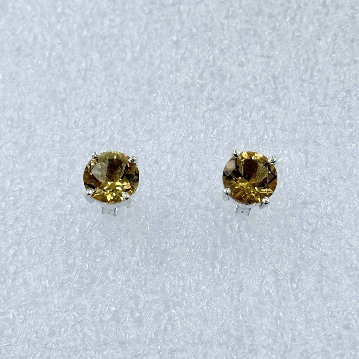 Sterling Silver Round Citrine Post Earrings Size 1
