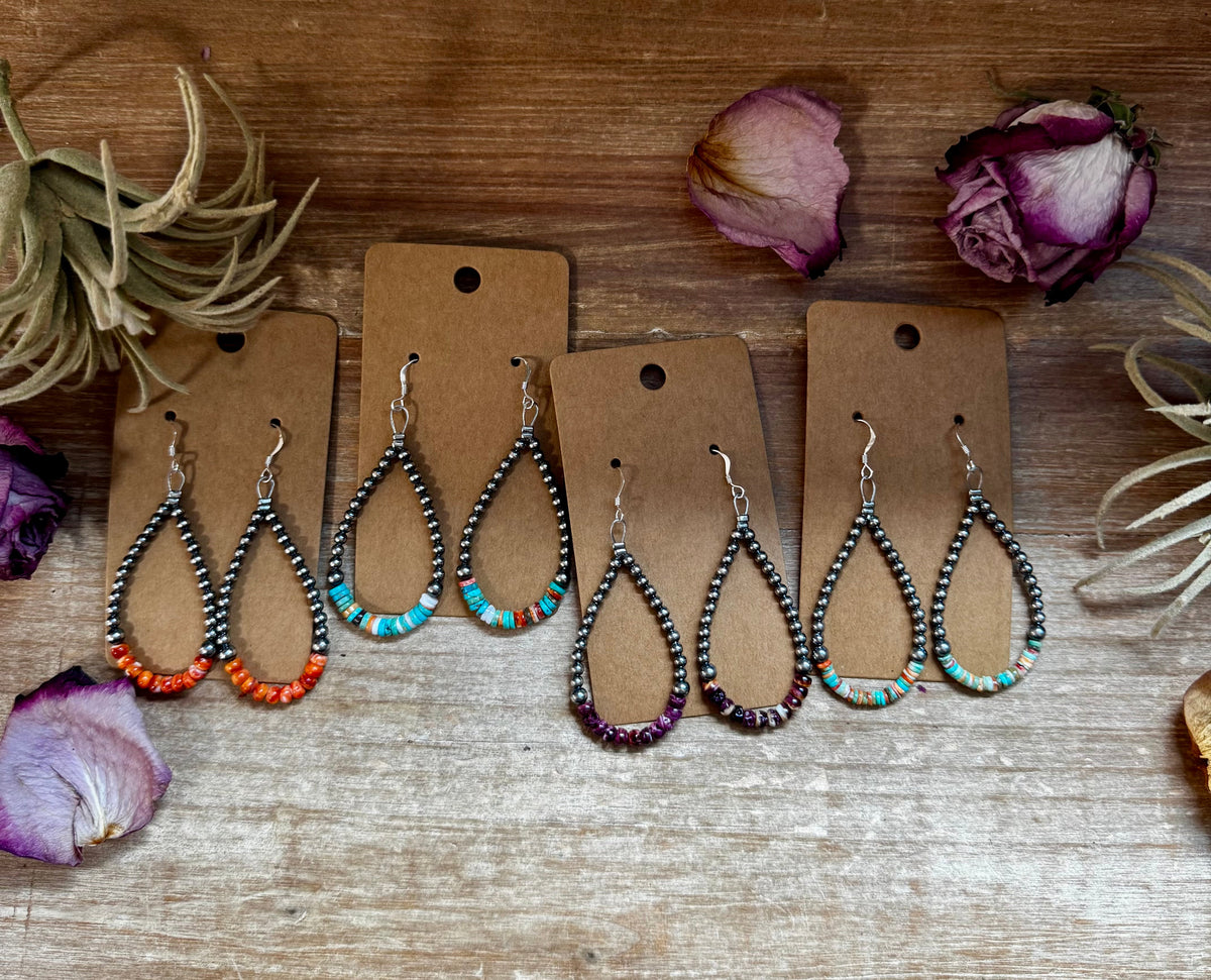 Orange Spiny Oyster Earrings – Sterling Silver Pearls