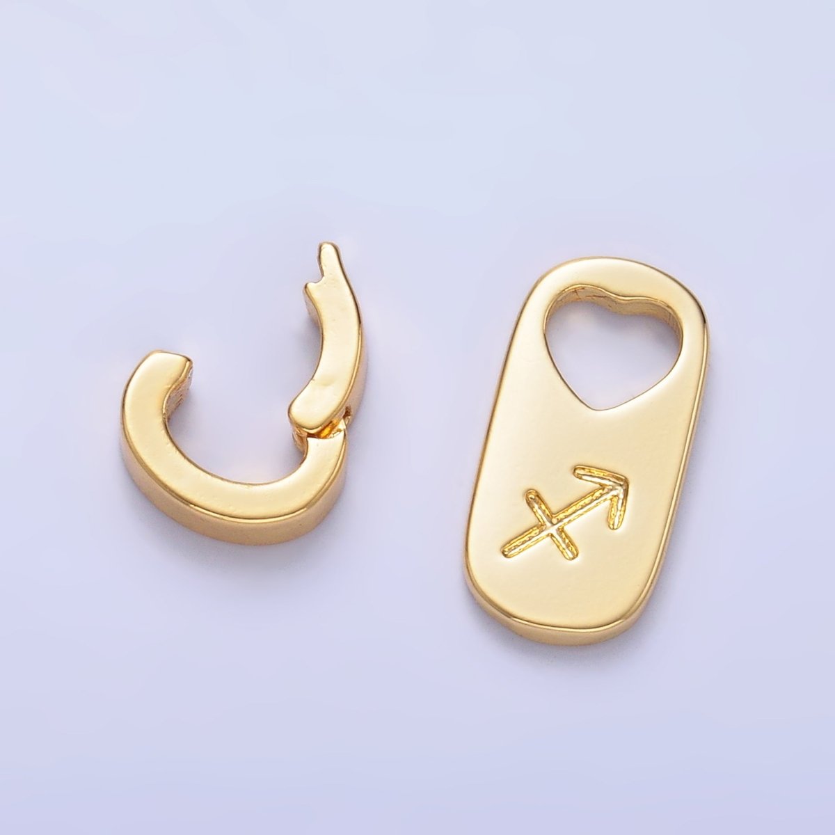 24K Gold Zodiac Star Sign Script Engraved Snap Latch Tag Pendant | A1307 - A1312