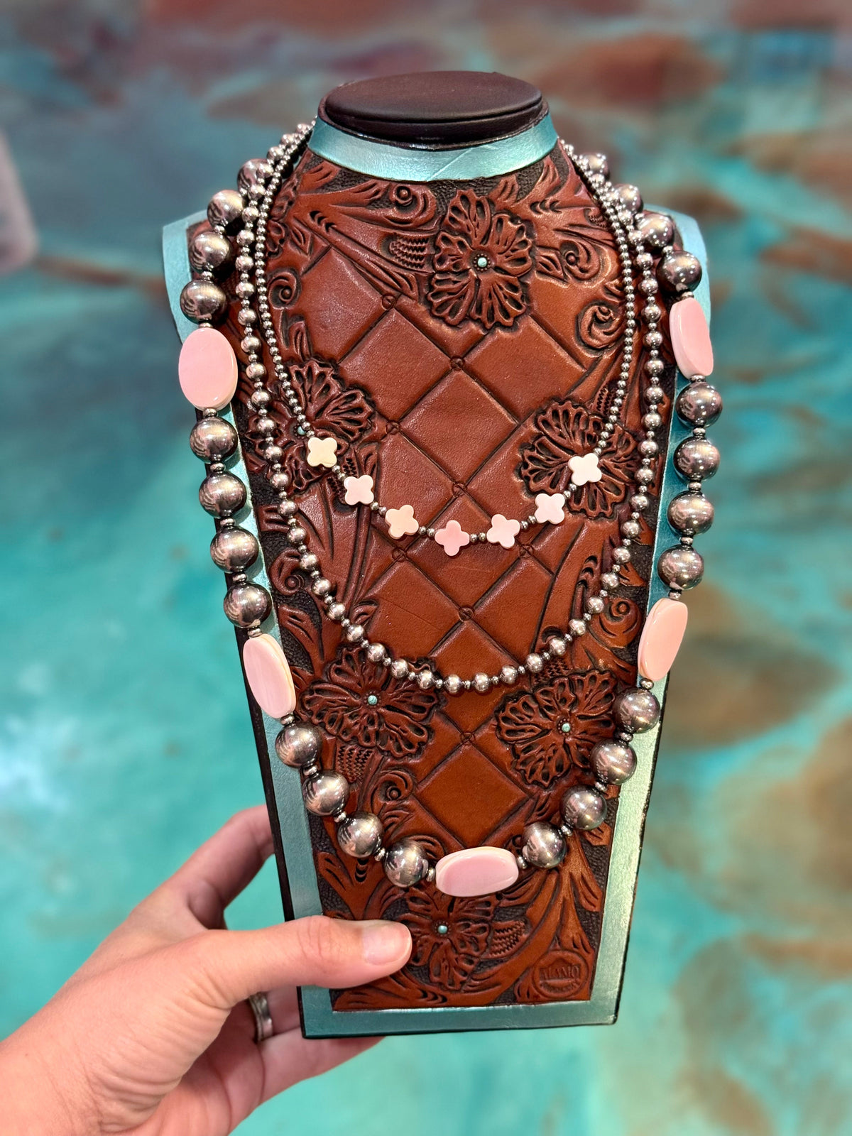 Pink Conch & Sterling Silver 3-Piece Necklace Stack