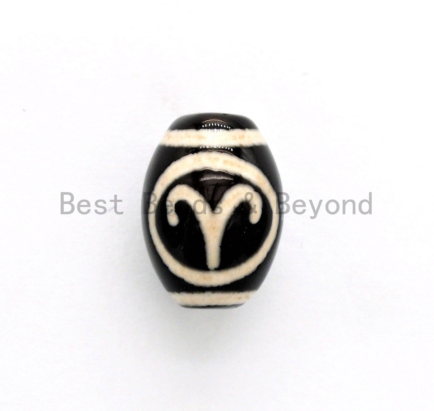 Zodiac Agate Beads, Zodiac Jewelry, Astrology Jewelry, Zodiac Sign Black Onyx Beads, Birthday gift, 10x14mm, sku#U382