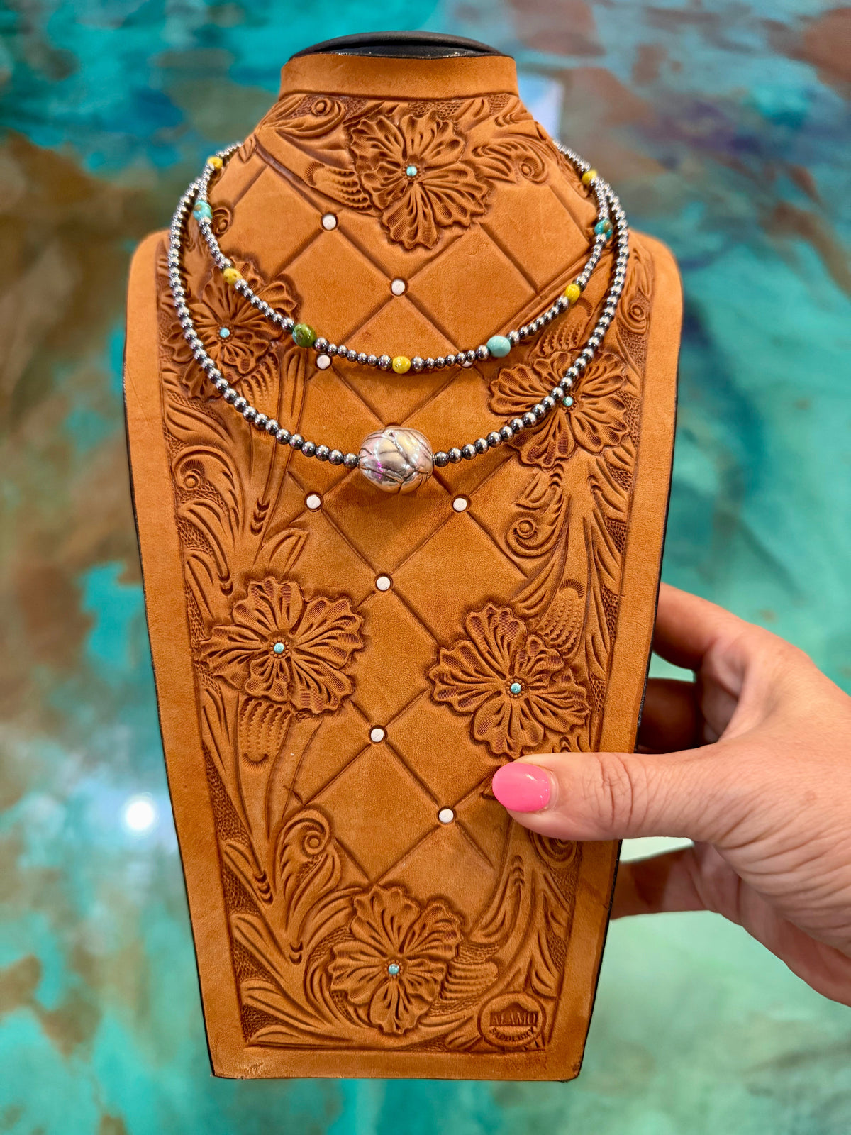 Jaci Stack – Palomino Variscite, Sonoran Turquoise & Sterling Silver Necklaces