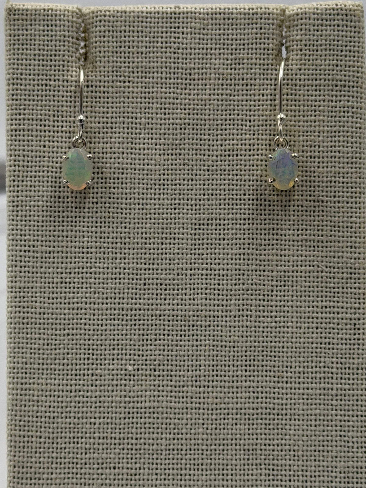 Sterling Silver Oval Ethiopian Opal Dangle Earrings Size 1