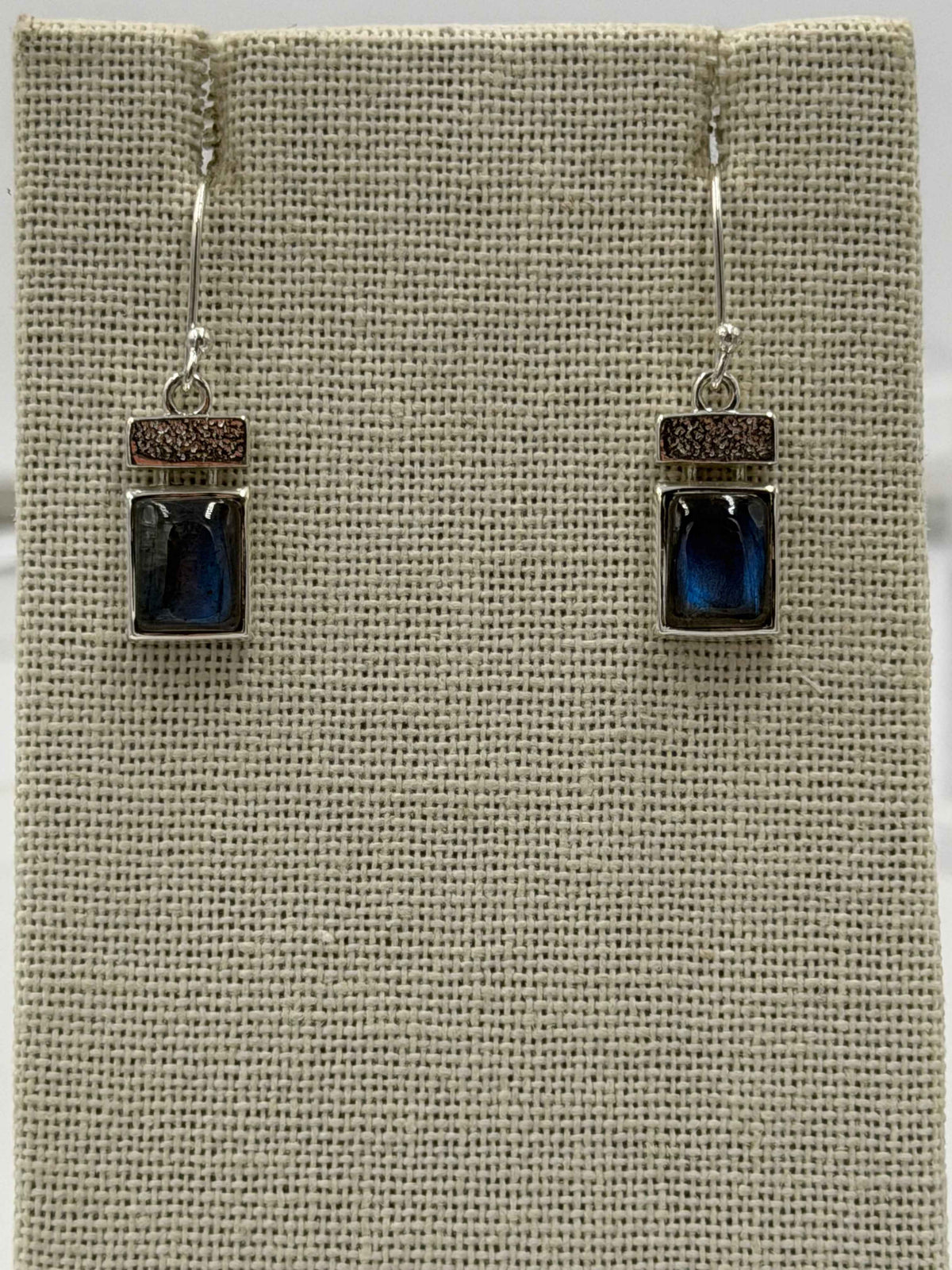 Sterling Silver Square Labradorite Dangle Earrings