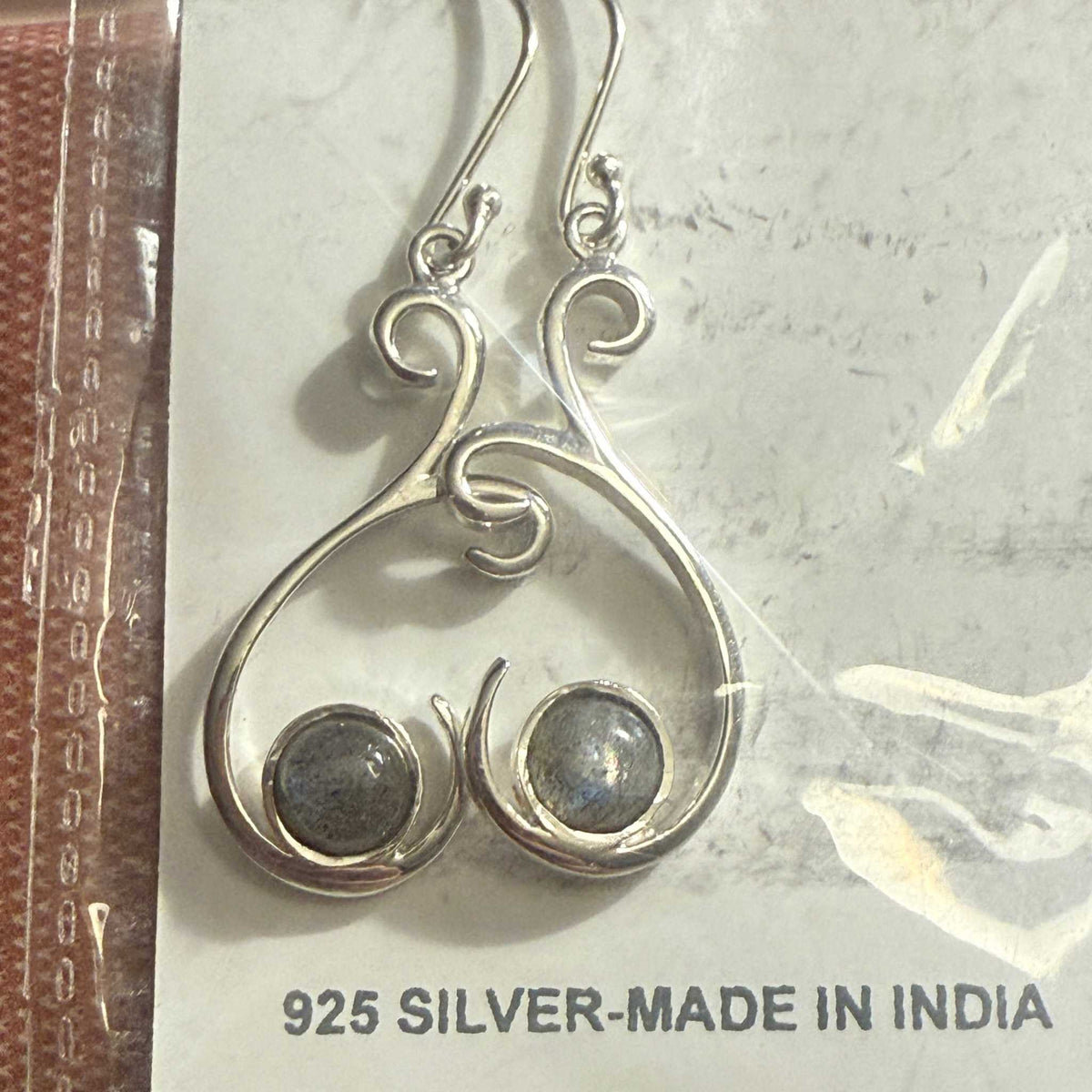 Scrollwork Labradorite Earrings in Sterling Silver