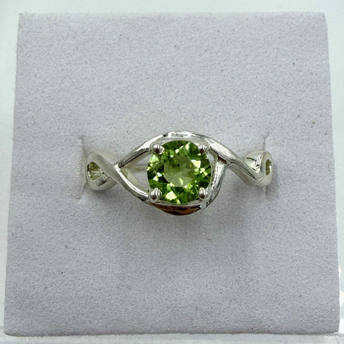 Sterling Silver Double Swirl Peridot Ring - Size 7 -Positivity, Growth & Renewal