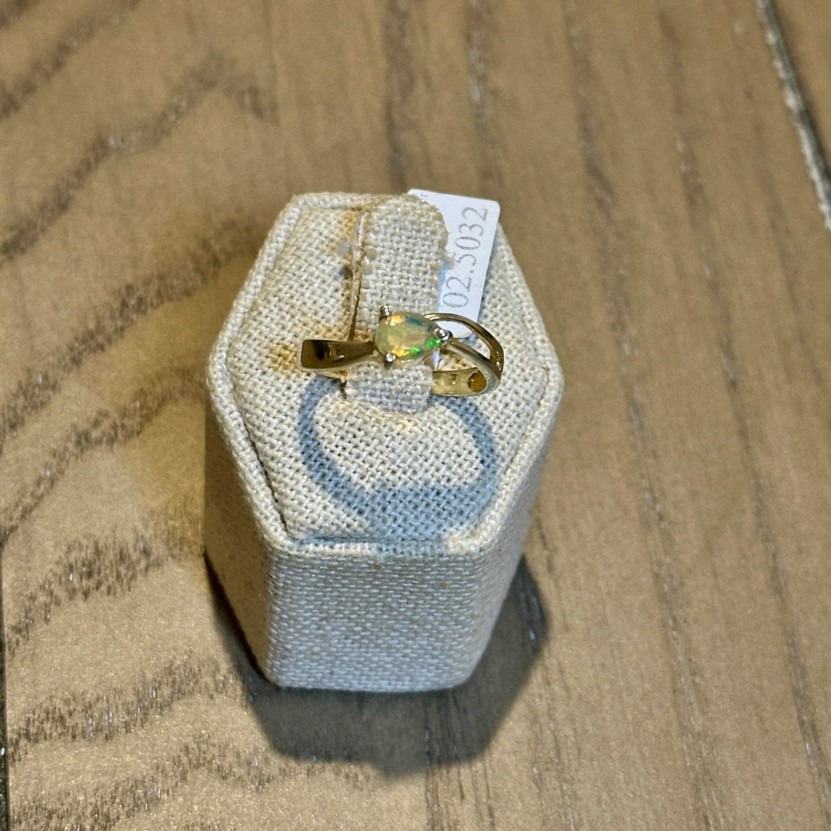 Ethiopian Opal Pear Bypass Ring – Gold Filled – Size 9
