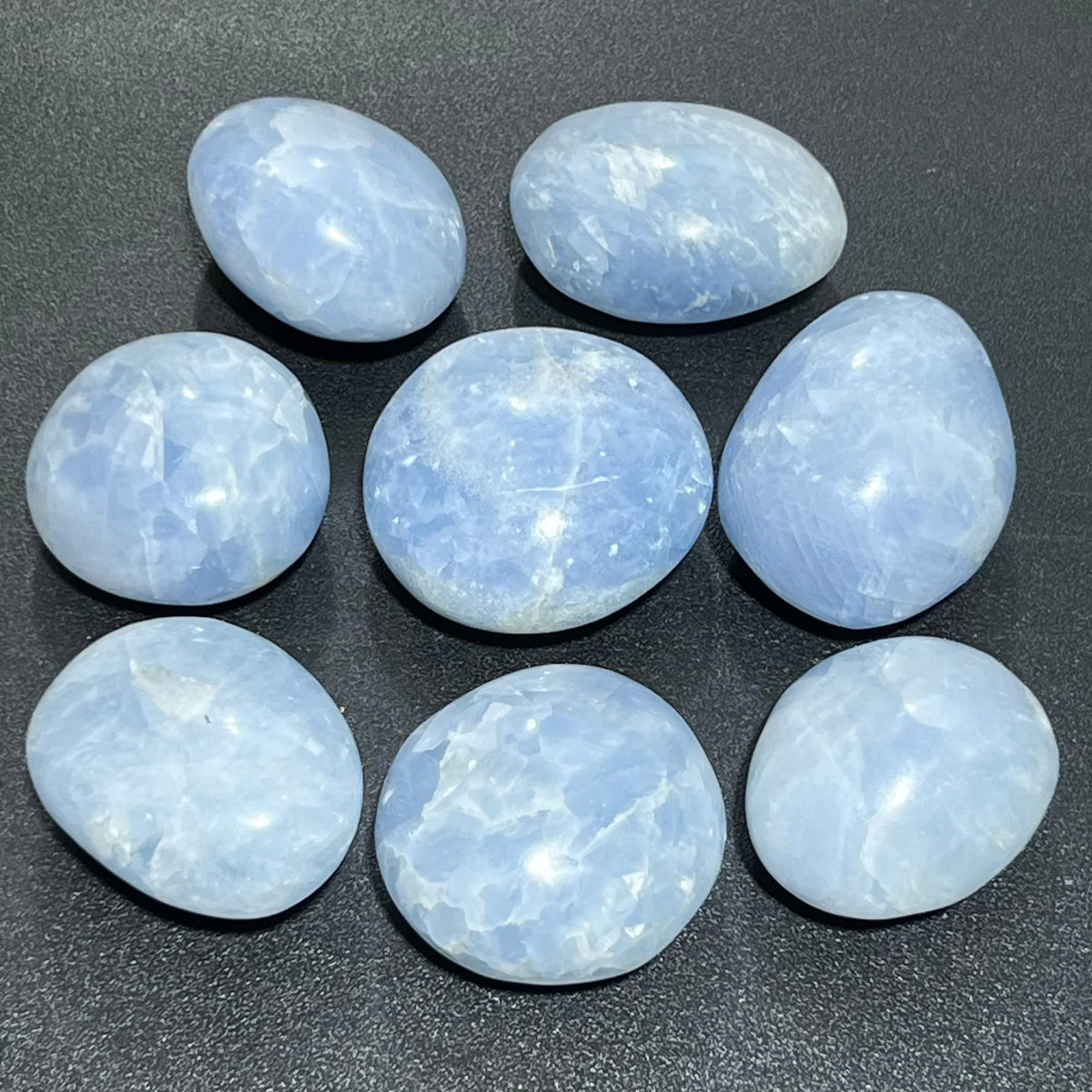 Blue Calcite Large Freeform Palm Stones (2-3 Inches) Polished Carving