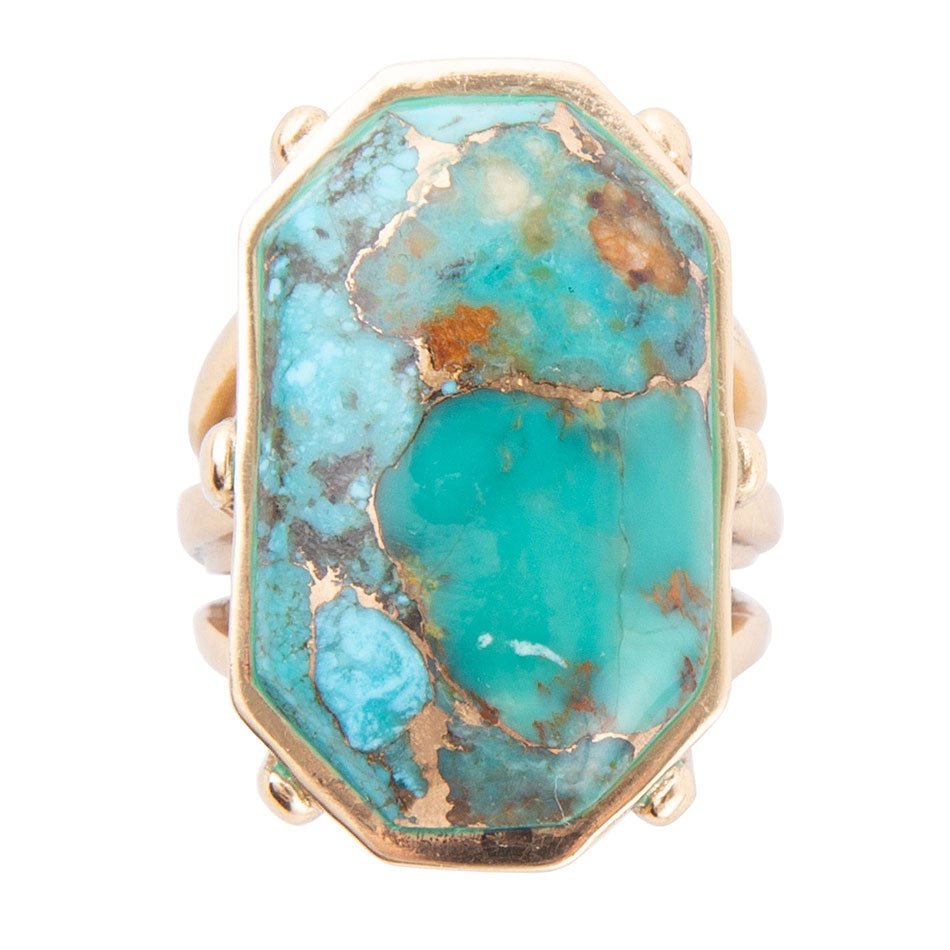 Dolce Blue Teal Turquoise Matrix and Golden Ring