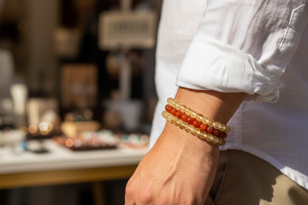 Citrine Round Bead Bracelet - Stone of Abundance