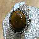 Tiger Eye Ring Size 7 "Roped Circle"