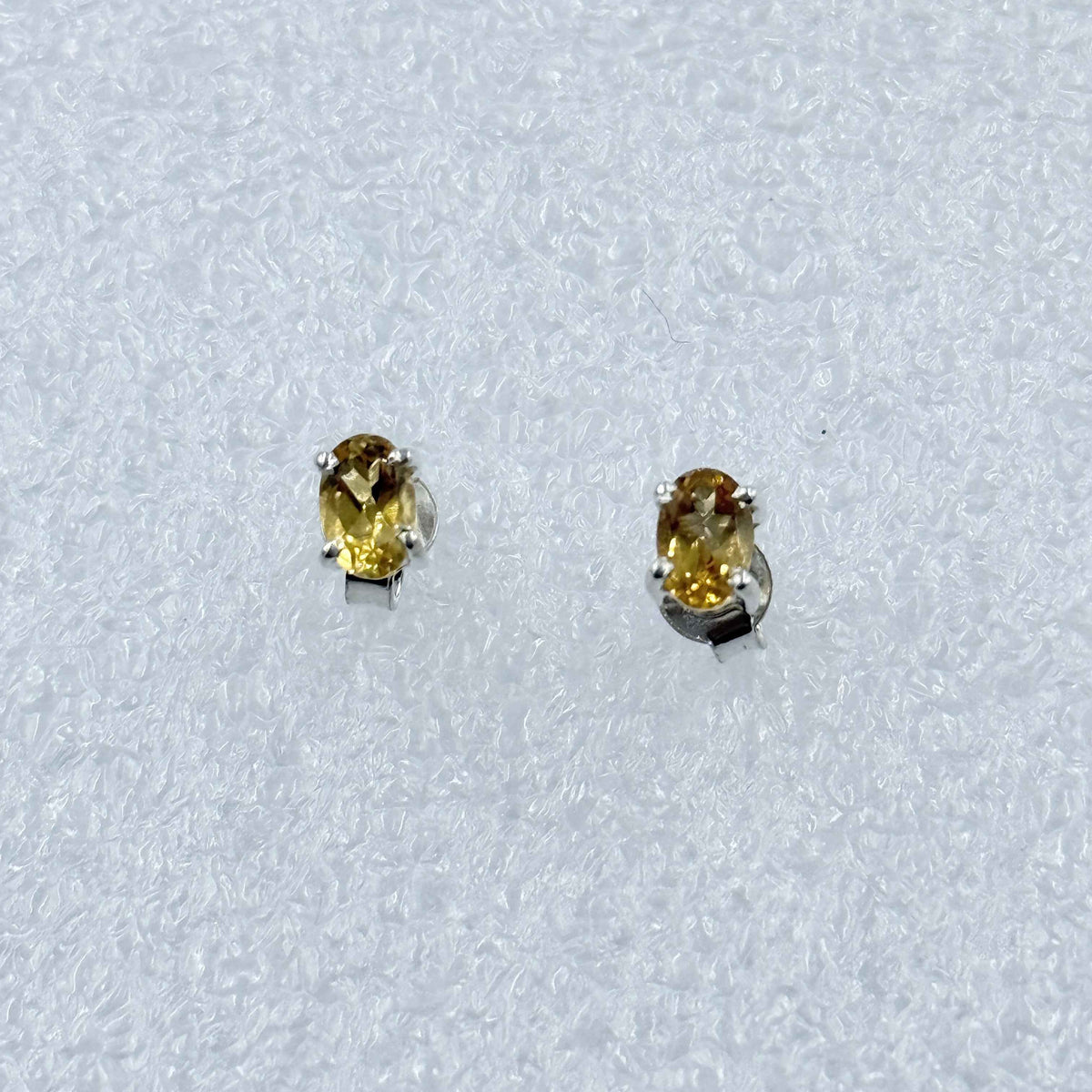 Sterling Silver Oval Citrine Post Earrings Size 3