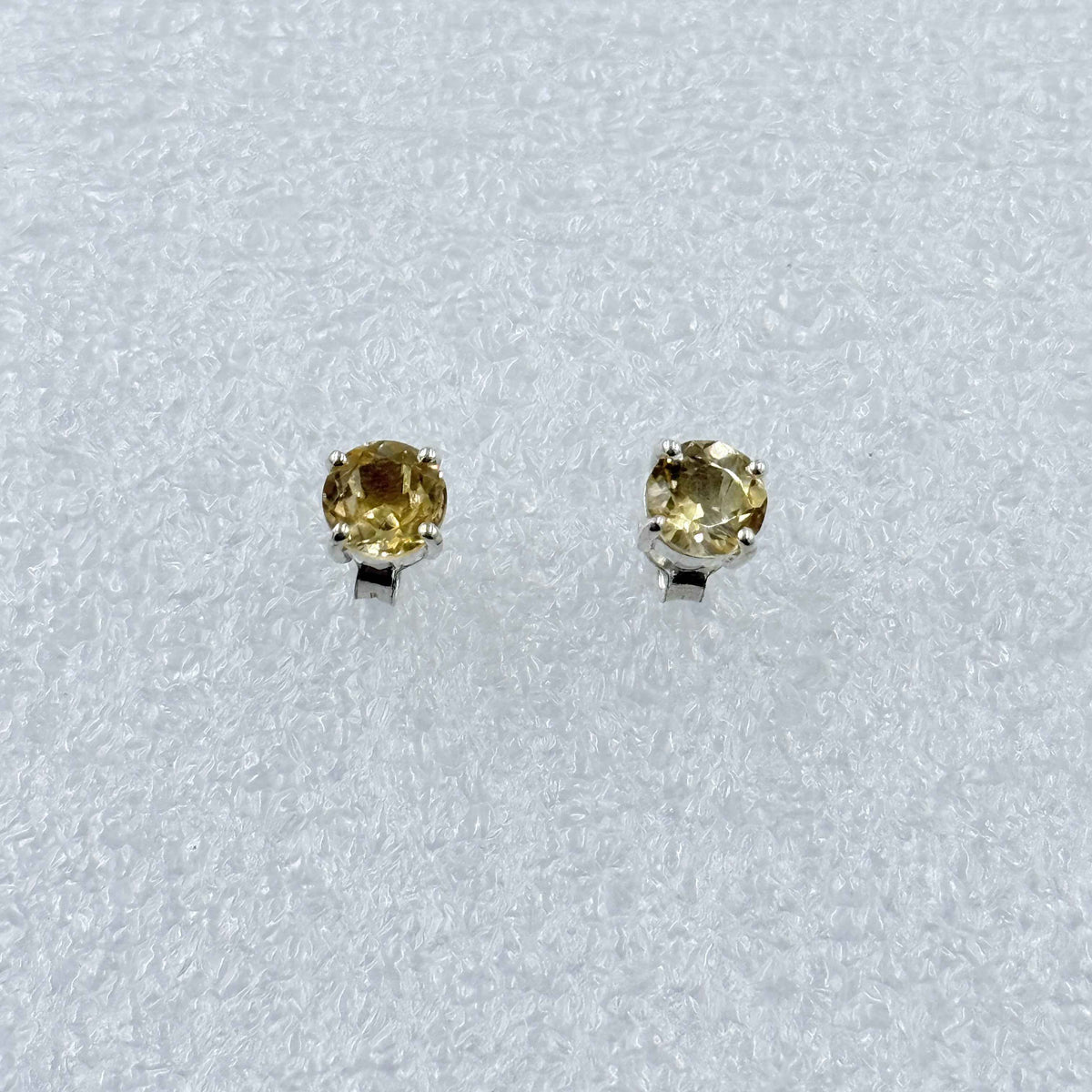 Sterling Silver Round Citrine Post Earrings Size 2
