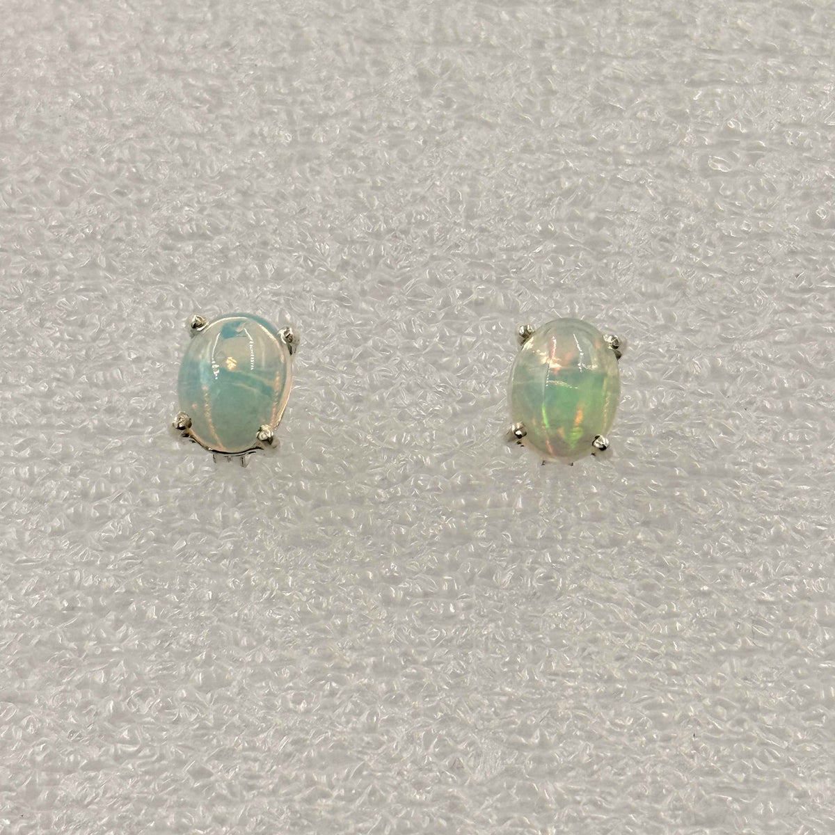 Sterling Silver Oval Ethiopian Opal Post Earrings Size 1
