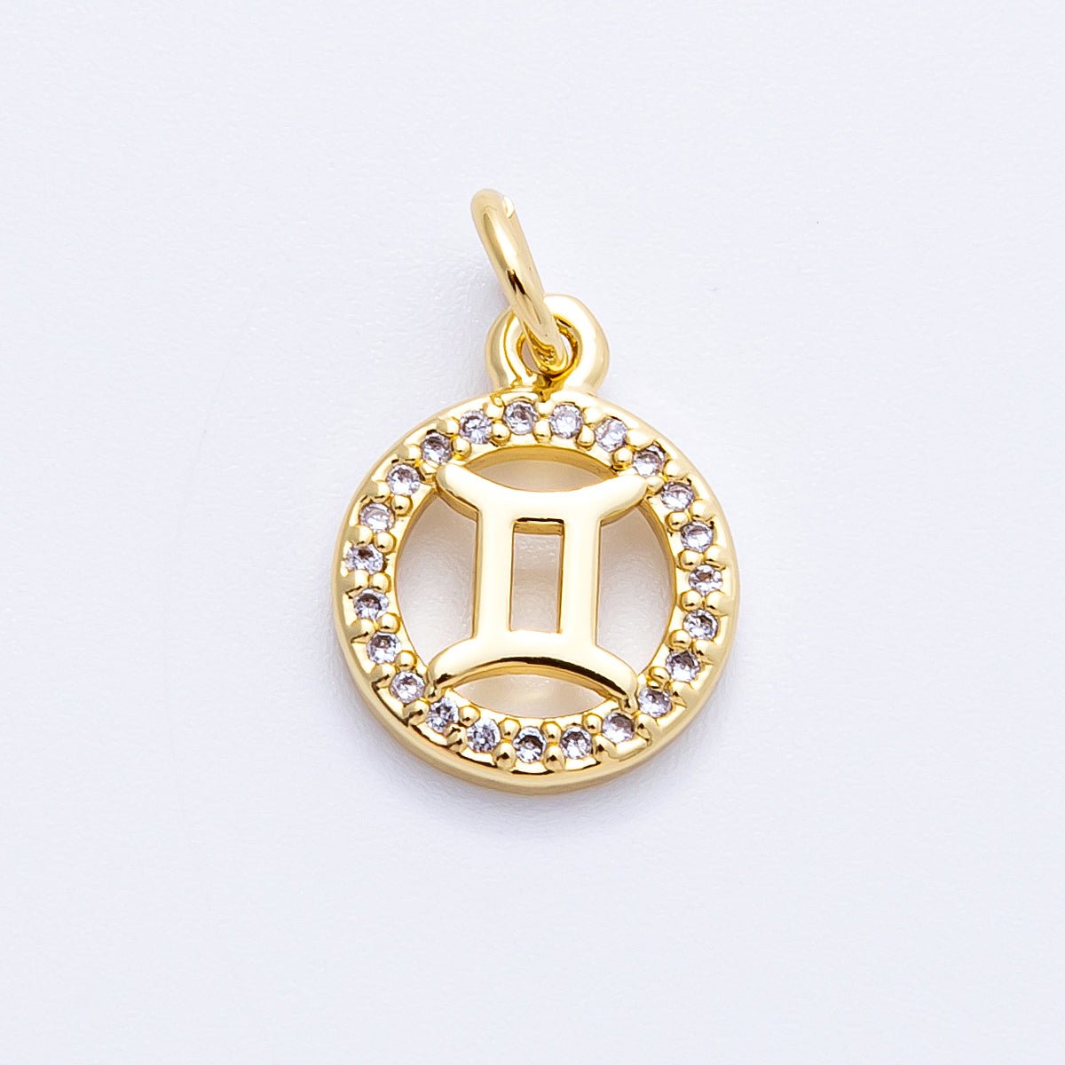 16K Gold Filled 13.5mm Micro Paved CZ Personalized Zodiac Sign Charm | Charms-00223 ~ Charms-00234