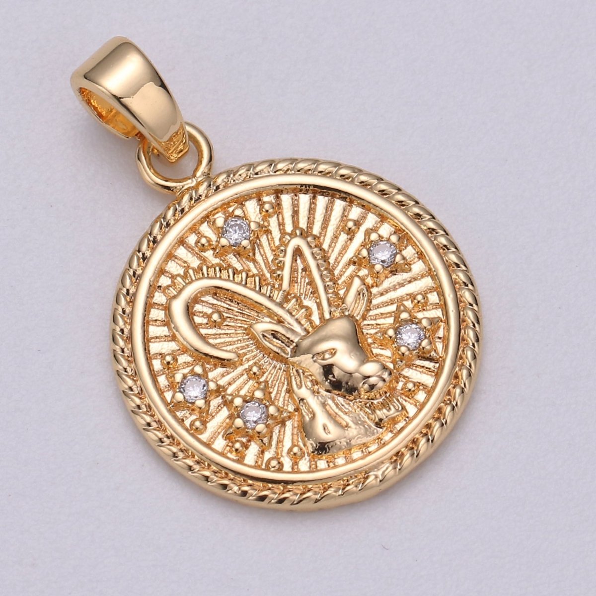 18K Gold Filled Zodiac Horoscope Sign Constellation Medallion Pendant Charm Textured Coin Decorative Edge for Necklace Jewelry Making | A-A1761-A-A1766