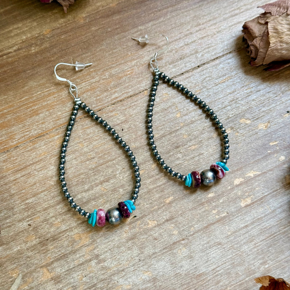 Purple Spiny Oyster & Turquoise Statement Earrings