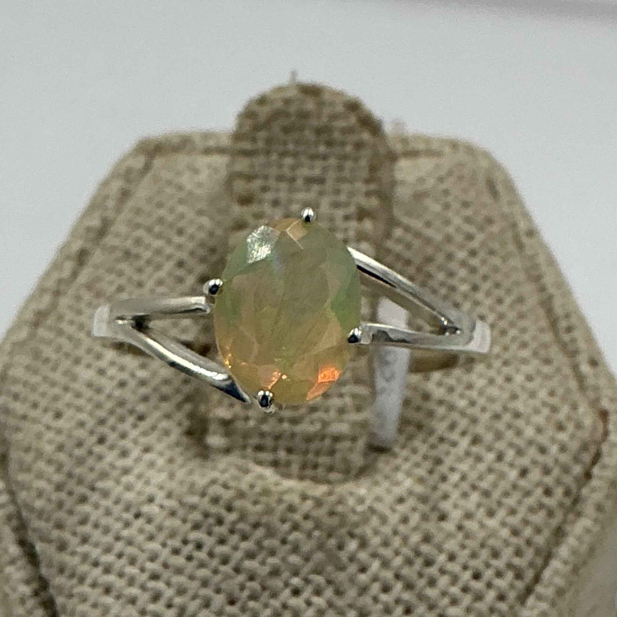 Sterling Silver Ethiopian Opal Split-Band Ring – Size 10 – Intuition, Inspiration & Emotional Balance