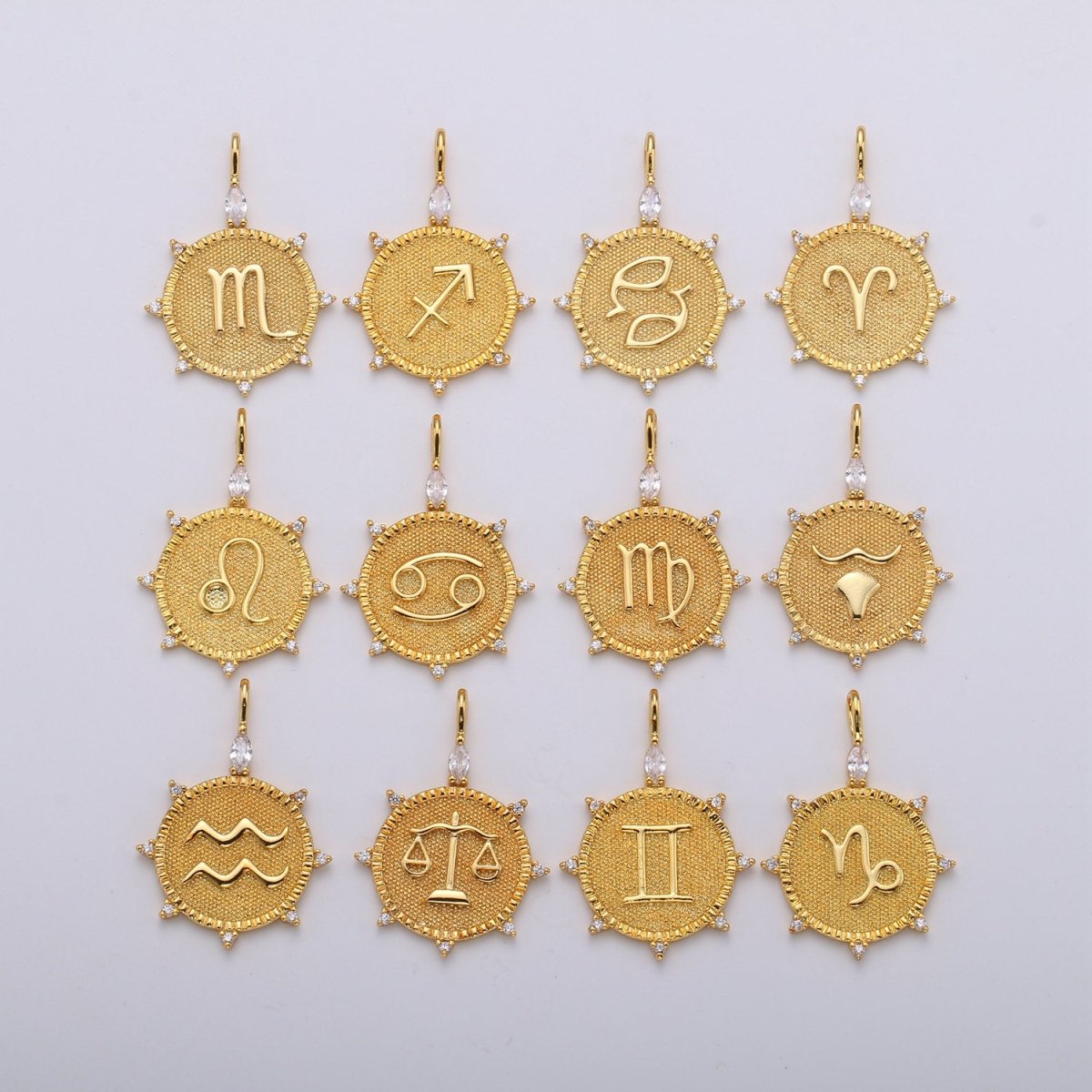 24k Gold Filled Zodiac Charms, Astrology Charms, Zodiac Necklace Charms, 12 Zodiac Charms for Jewelry Making Supply A-A1785-A-A1790