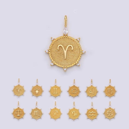 24k Gold Filled Zodiac Charms, Astrology Charms, Zodiac Necklace Charms, 12 Zodiac Charms for Jewelry Making Supply A-A1785-A-A1790