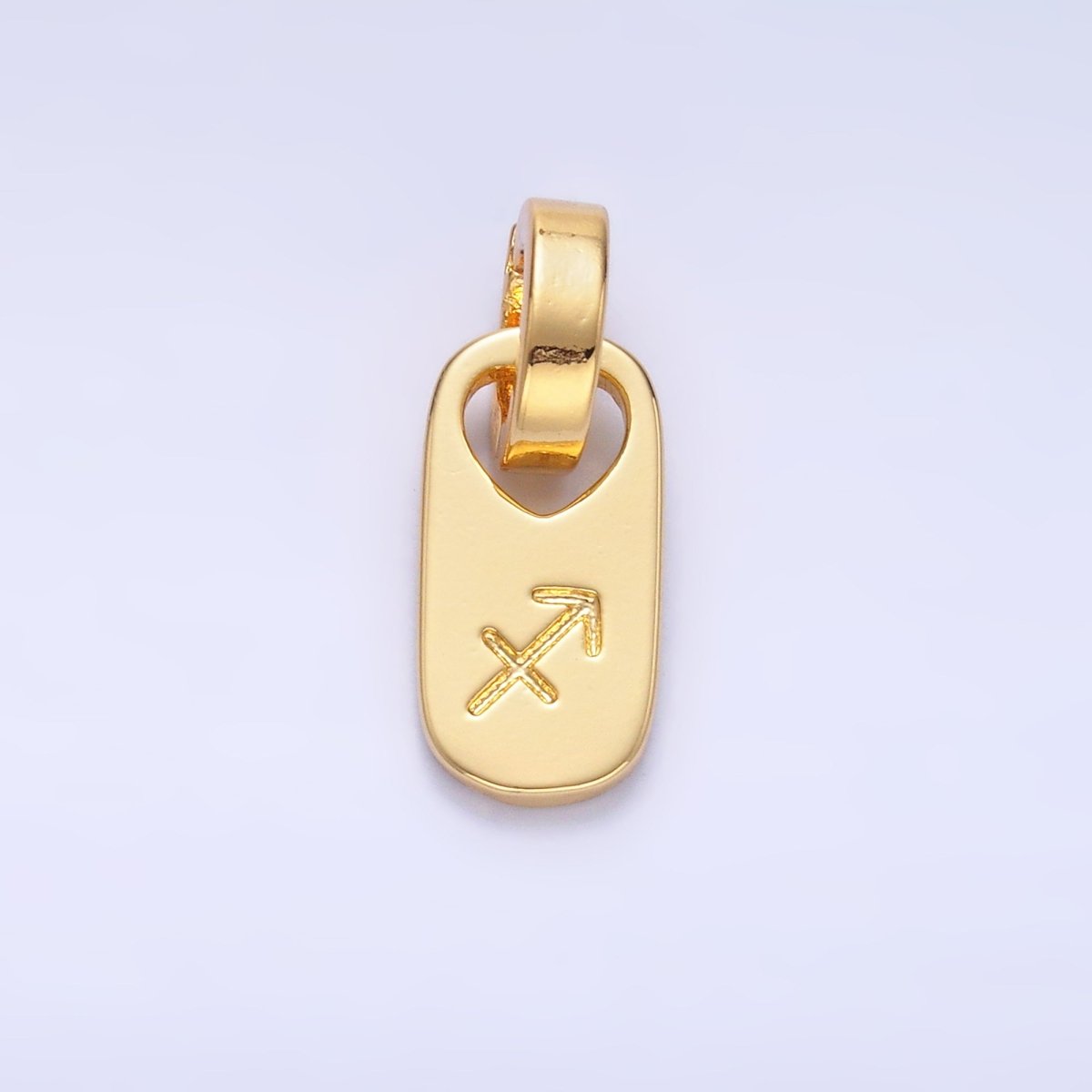 24K Gold Zodiac Star Sign Script Engraved Snap Latch Tag Pendant | A1307 - A1312