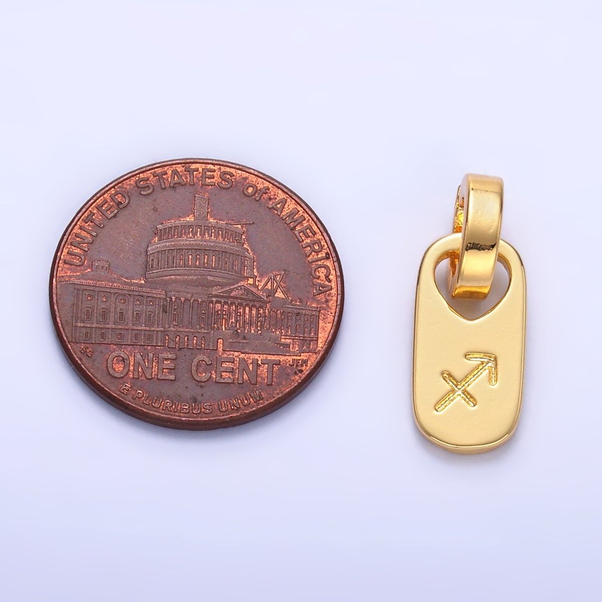 24K Gold Zodiac Star Sign Script Engraved Snap Latch Tag Pendant | A1307 - A1312