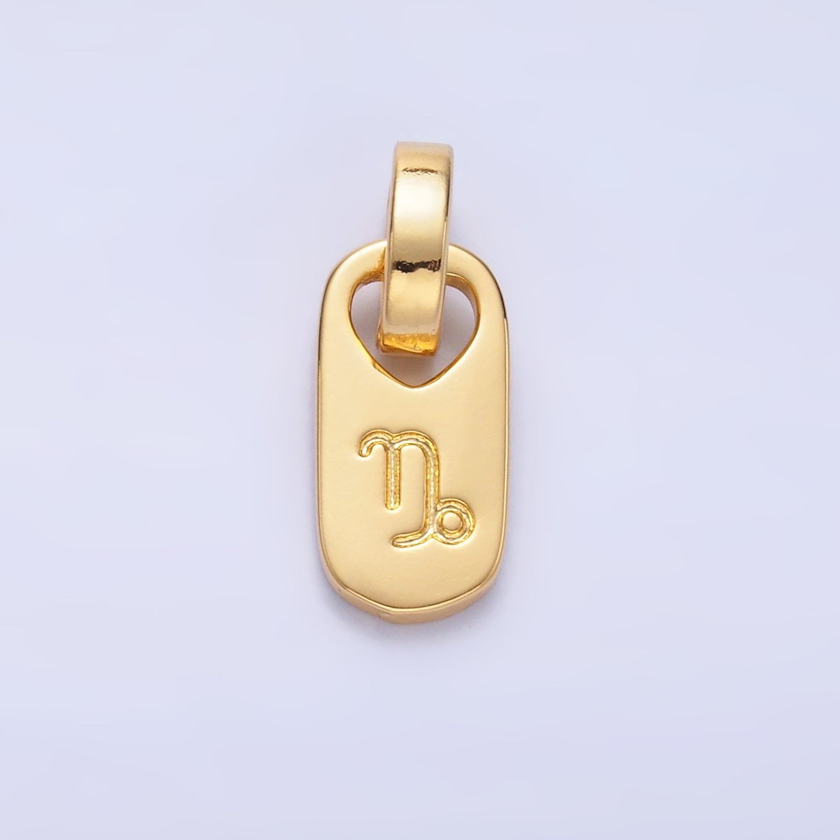 24K Gold Zodiac Star Sign Script Engraved Snap Latch Tag Pendant | A1307 - A1312