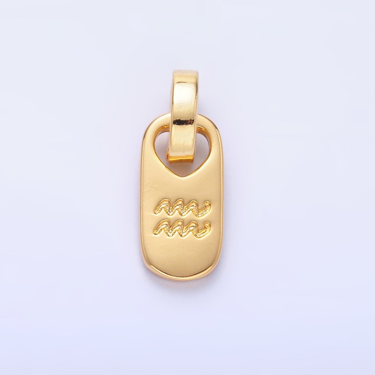 24K Gold Zodiac Star Sign Script Engraved Snap Latch Tag Pendant | A1307 - A1312
