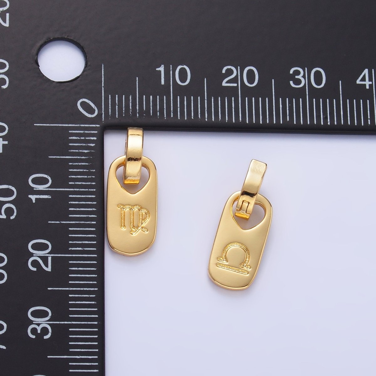 24K Gold Zodiac Star Sign Script Engraved Snap Latch Tag Pendant | A1307 - A1312