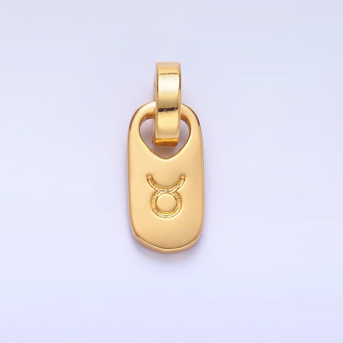 24K Gold Zodiac Star Sign Script Engraved Snap Latch Tag Pendant | A1307 - A1312
