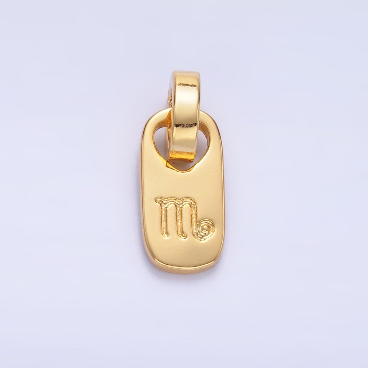 24K Gold Zodiac Star Sign Script Engraved Snap Latch Tag Pendant | A1307 - A1312
