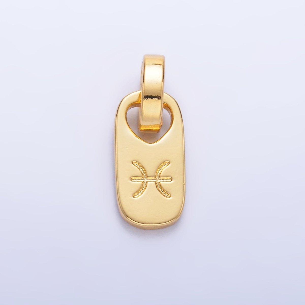24K Gold Zodiac Star Sign Script Engraved Snap Latch Tag Pendant | A1307 - A1312