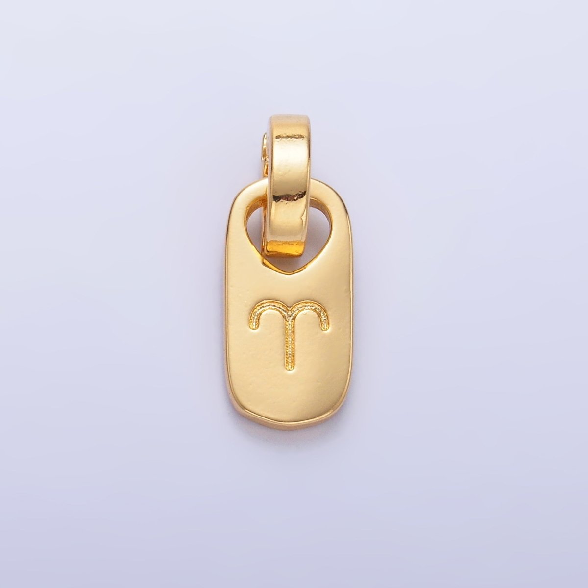 24K Gold Zodiac Star Sign Script Engraved Snap Latch Tag Pendant | A1307 - A1312