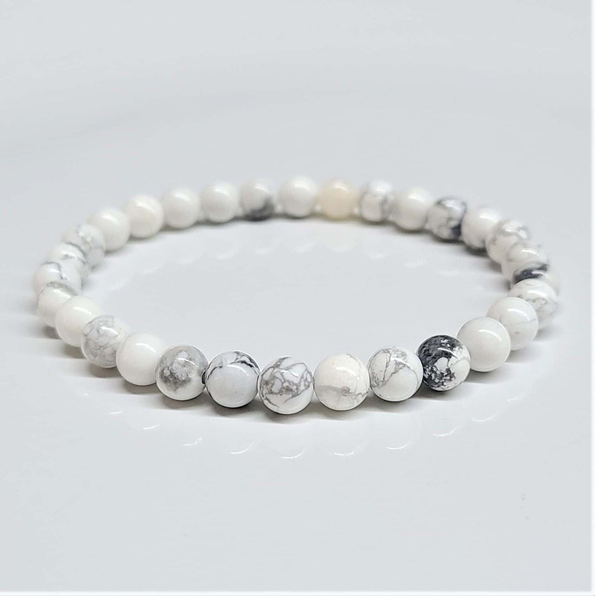 White Howlite Round Bead Bracelet - Anger Eater
