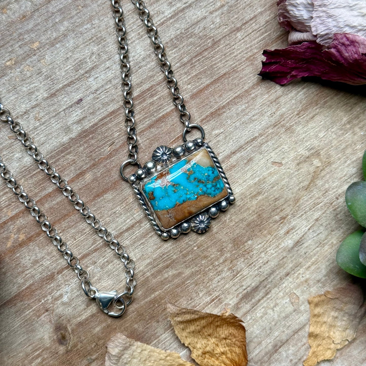 111 - Sterling Silver Easter Blue Turquoise Bar Necklace by Jason Ogg