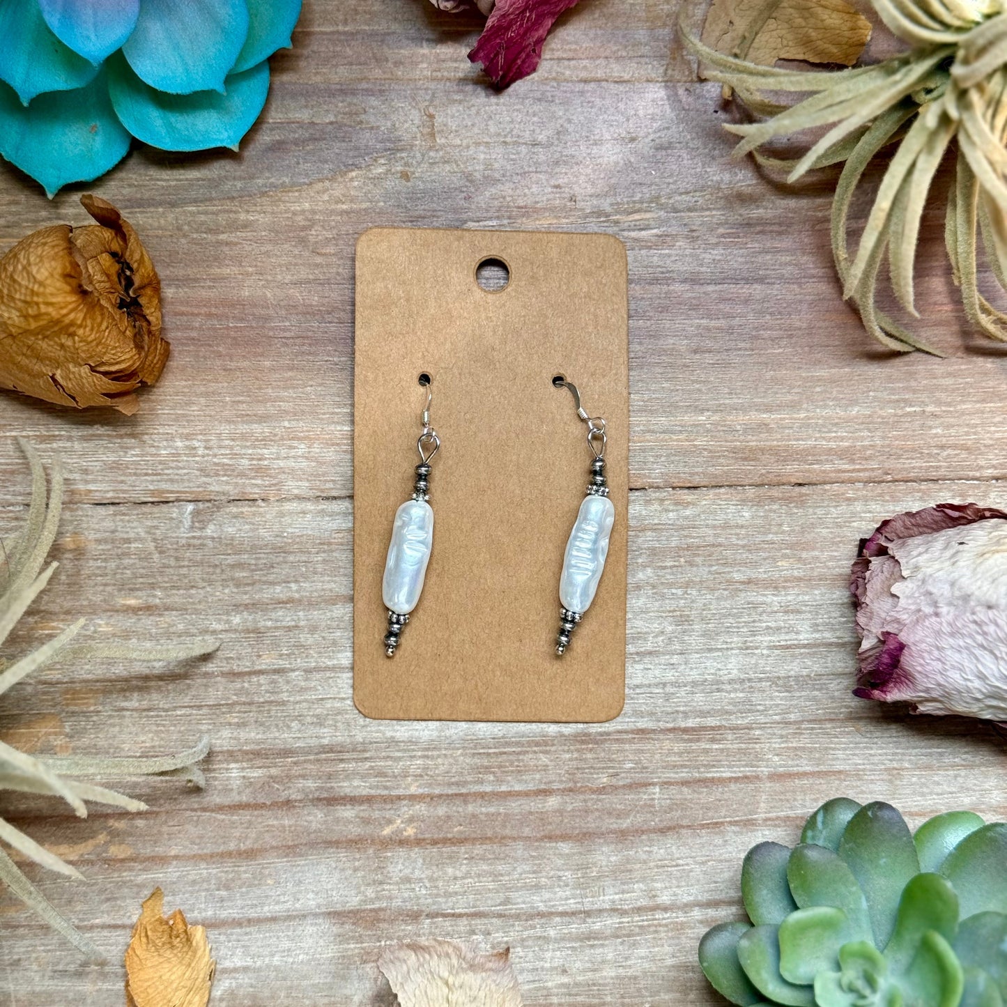 Mother of Pearl & Sterling Silver Dangle Earrings