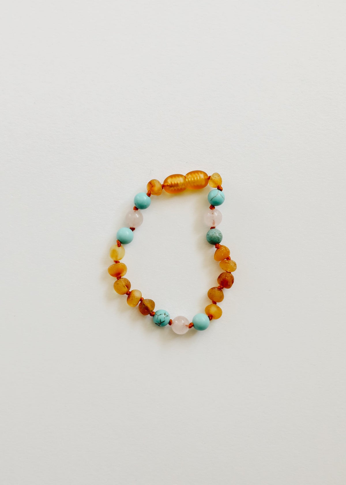 Raw Honey Baltic Amber and Natural Turquoise + Rose Quartz || Anklet or Bracelet