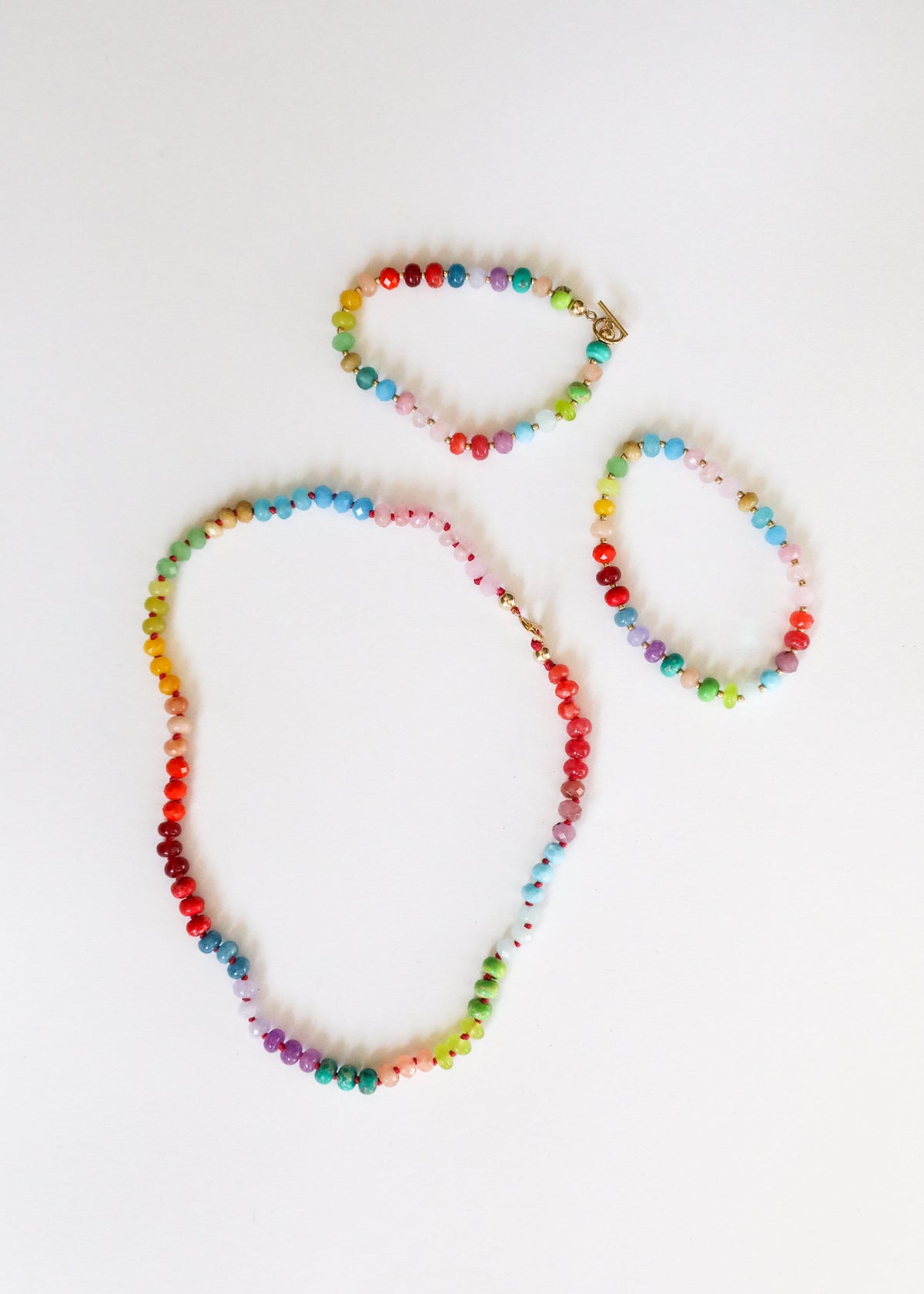 Natural Gemstone Bracelet + 14k Gold Filled Toggle : Skyline