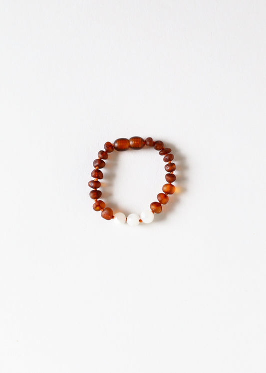 Raw Cognac Baltic Amber + Moonstone || Anklet • Bracelet
