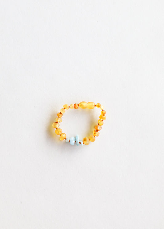 Raw Honey Baltic Amber + Aquamarine || Anklet or Bracelet