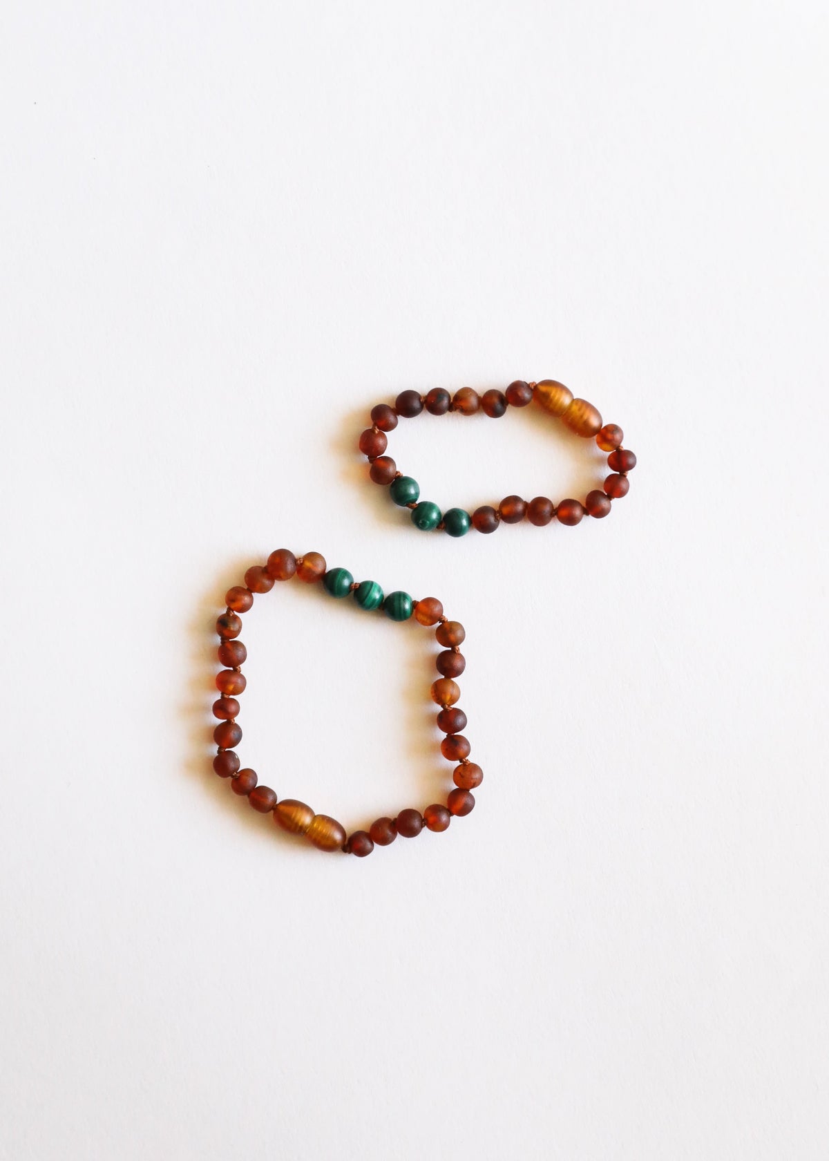 Raw Cognac Baltic Amber + Malachite || Anklet or Bracelet