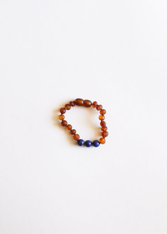 Raw Cognac Baltic Amber + Lapis Lazuli || Anklet or Bracelet