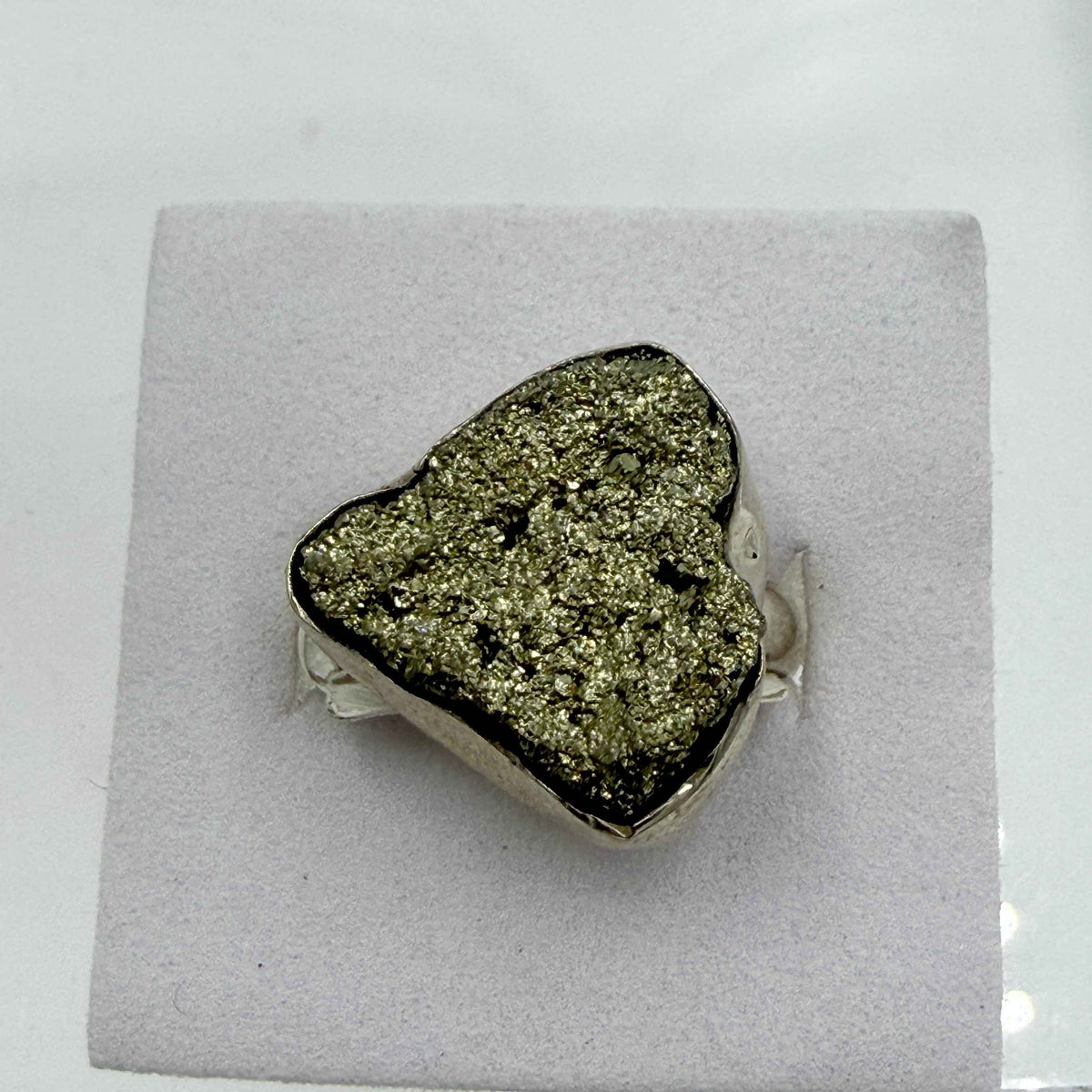 Sterling Silver Freeform Pyrite Ring – Size 8 – Protection, Confidence & Grounding
