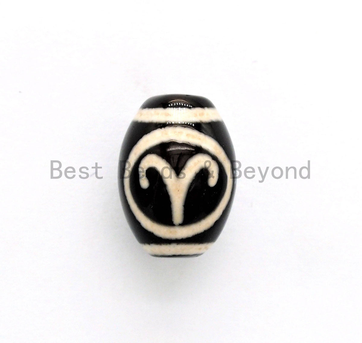 Zodiac Agate Beads, Zodiac Jewelry,  Astrology Jewelry, Zodiac Sign Black Onyx Beads, Birthday gift, 10x14mm, sku#U382