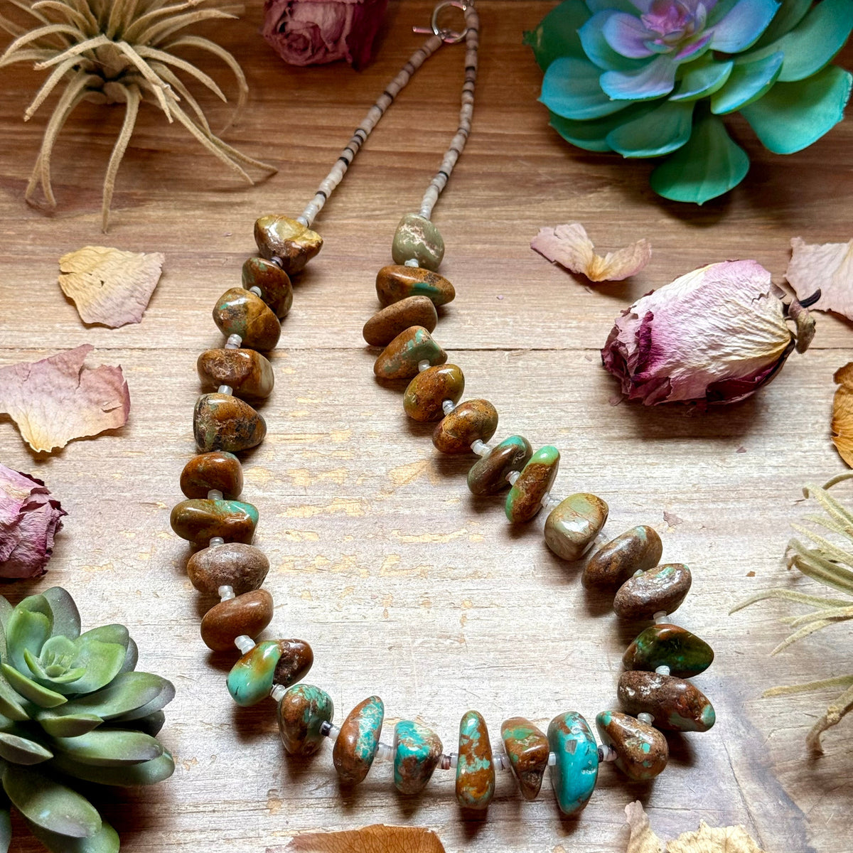 26” Shell & Turquoise Nugget Necklace