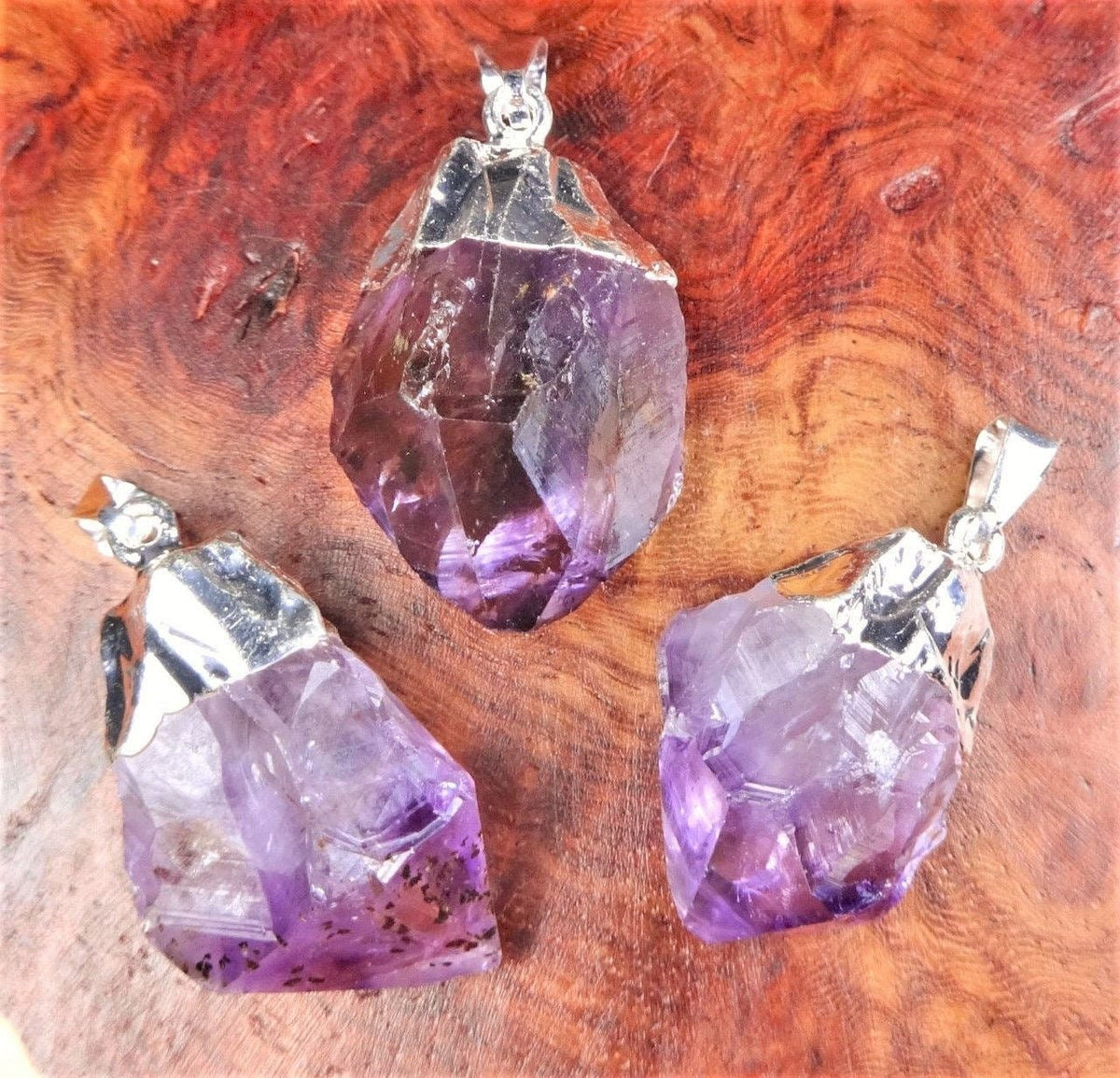 Amethyst Crystal Point Pendant (Silver Plated)